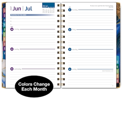 2027 Excello Brands 6" x 8" Weekly & Monthly Standard Planner, Paperboard Cover, Dark Blue Marble (FSHN-CY27-58-23)