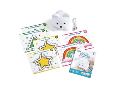 hand2mind Luna the Calming Kitty Breathing Awareness Toy, White (95384)