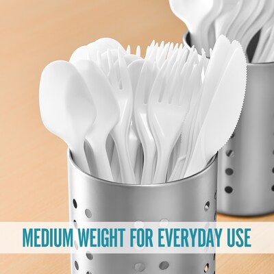 Perk™ Eco Compostable PLA Assorted Cutlery, Medium-Weight, White, 360/Pack (PK56205)