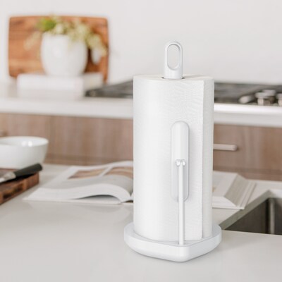 simplehuman Tension Arm Paper Towel Holder, White Steel (KT1205)