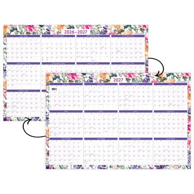2026-2027 AT-A-GLANCE Badge Floral 36" x 24" Academic & Calendar Year Dry-Erase Wall Calendar, Reversible (1791F-550P-27)