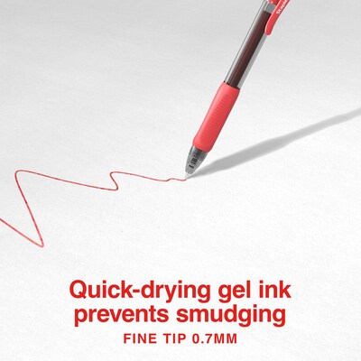Staples ProGel™ Retractable Gel Pen, Fine Point, 0.7mm, Red Ink, Dozen (ST62585)