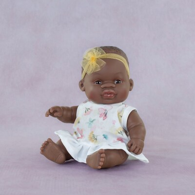 Miniland My Friends & Me Vinyl African Girl Baby Doll, 8.25", Multicolored (MLE33003)