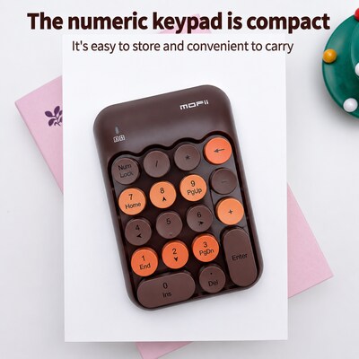 SaharaCase Retro Numeric Keypad Wireless Ergonomic Number Pad, Brown (KB43)