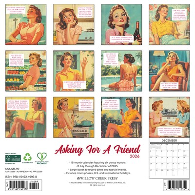 2026 Willow Creek Asking for a Friend 12 x 12 Monthly Wall Calendar (49938)