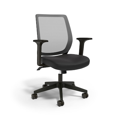 Staples® Essentials Ergonomic Fabric Swivel Task Chair, Black (UN56947)