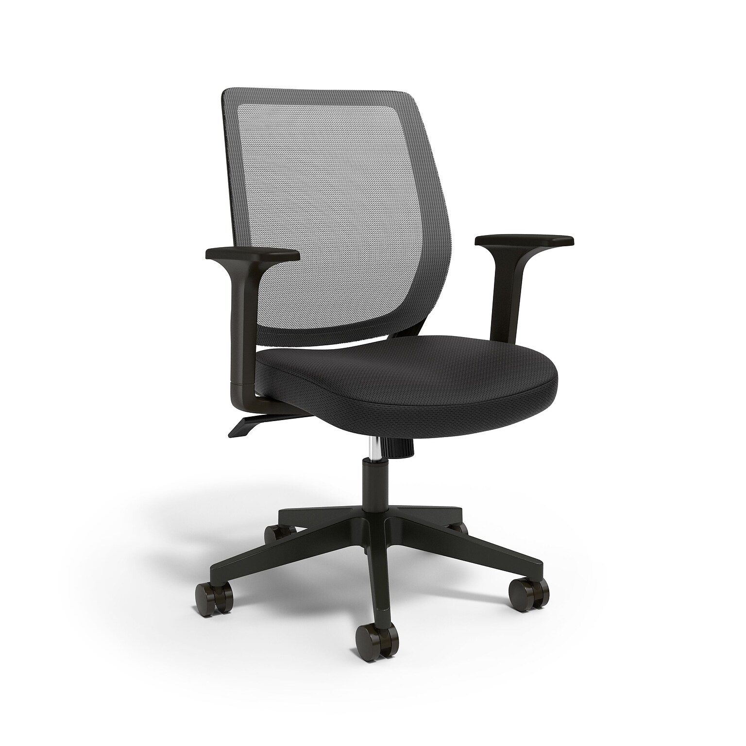 Staples® Essentials Ergonomic Fabric Swivel Task Chair, Black (UN56947)