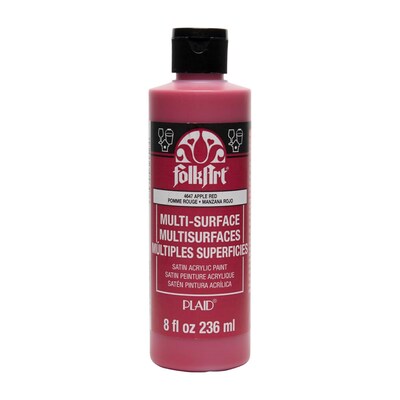 FolkArt Acrylic Paint Multi-Surface Satin, 8oz., Apple Red, 3/Pack(FLK4647-3)