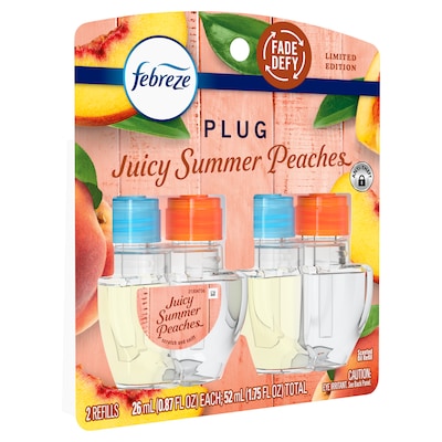 Febreze Plug In Oil Warmer Refill, Juicy Summer Peaches Scent, 0.87 oz., 2/Pack (21135)