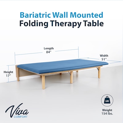 Viva Comfort Therapy Wall Mounted Folding Treatment Table, 500 lbs. Capacity, Blue (ADI996-06-BLU-MK)