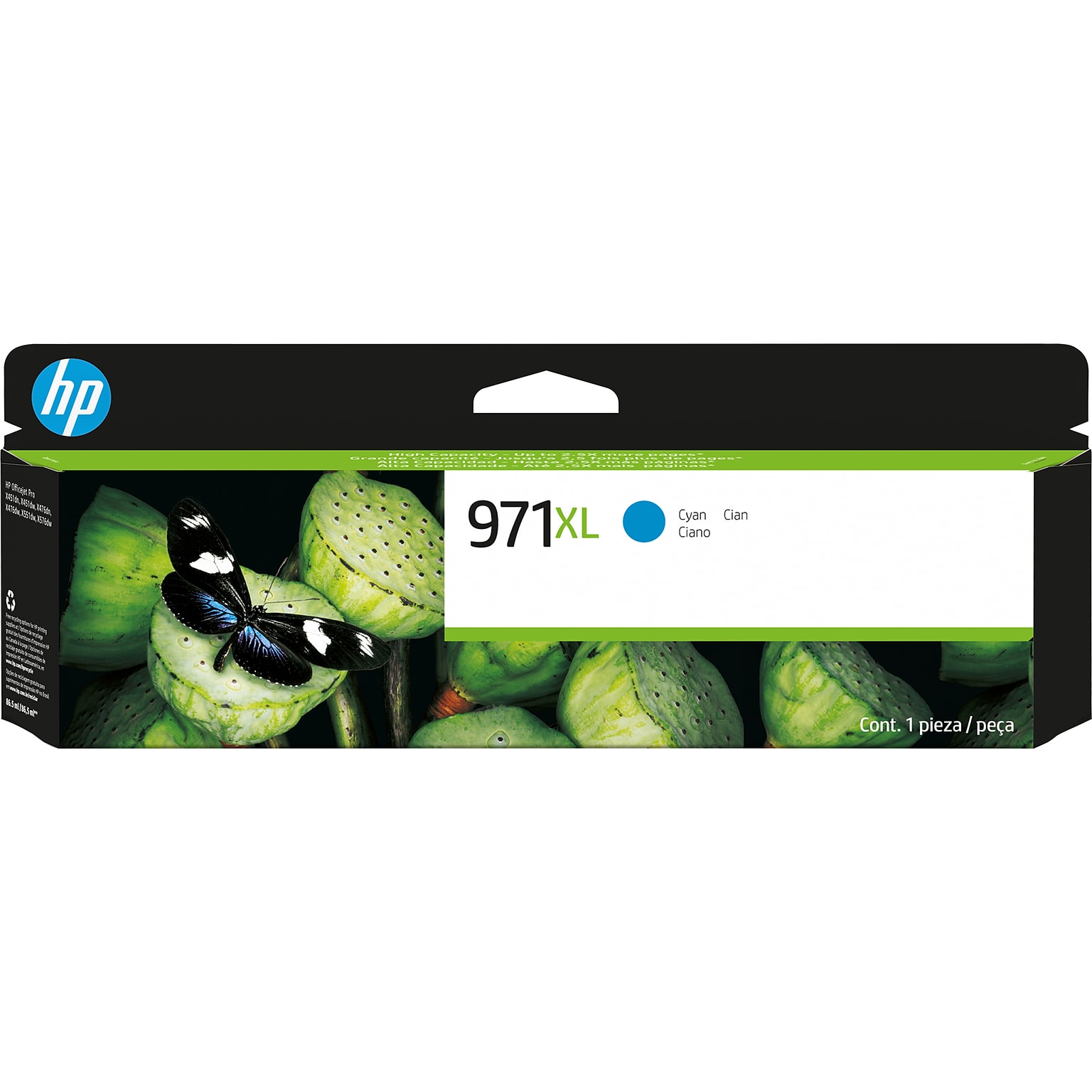 HP 971XL Cyan High Yield Ink Cartridge, Prints Up to 6,600 Pages (CN626AM)