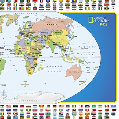 National Geographic The World for Kids Map, Laminated, 36" x 24" (NGMRE01020772)