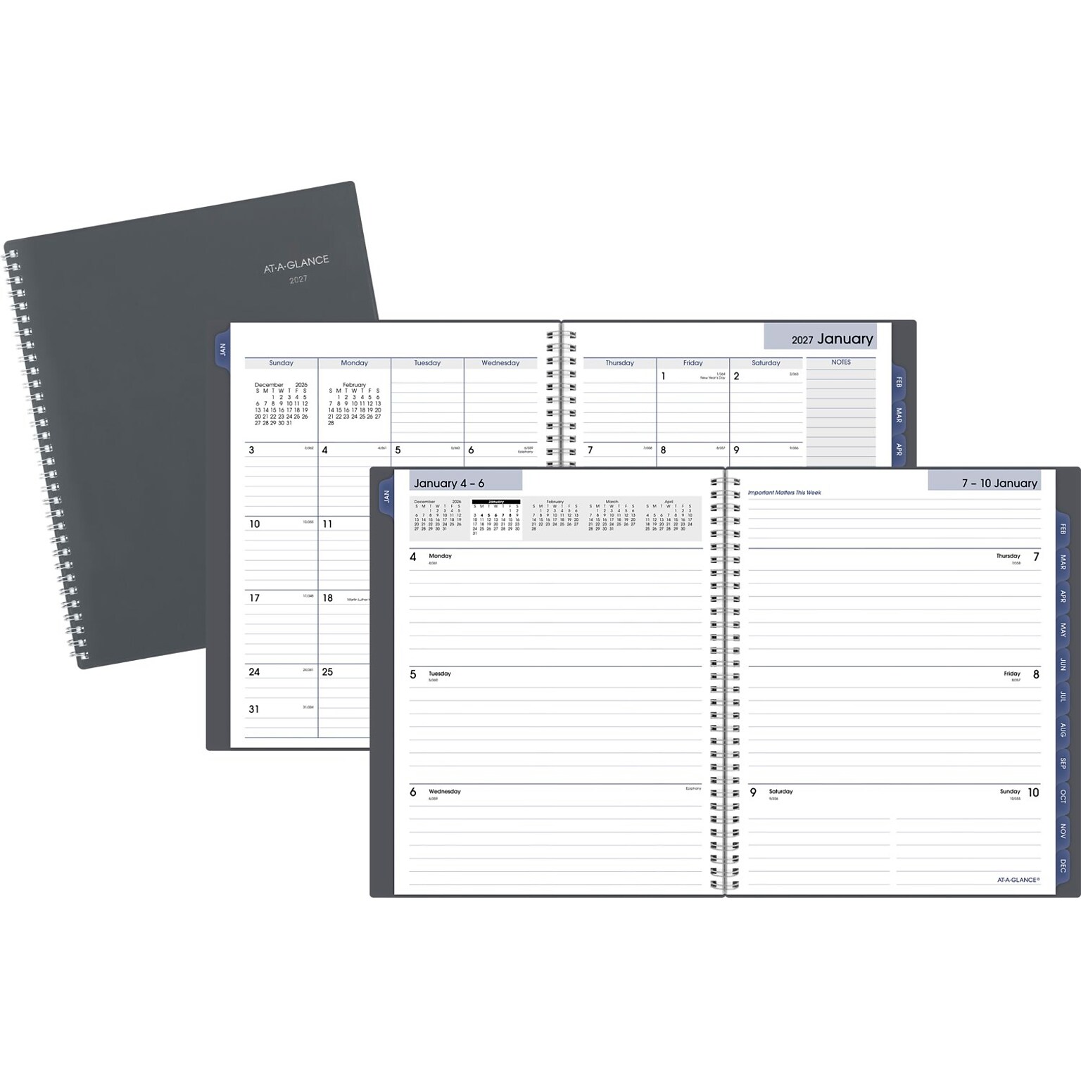 2027 AT-A-GLANCE DayMinder 8.5 x 11 Weekly & Monthly Planner, Poly Cover, Gray (GC545-07-27)