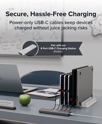 Plugable 0.5 ft. USB-C to USB-C Charging Cable, Male to Male, Black, 5/Pack (USBC-CCS5X)