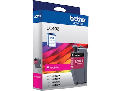 Brother LC402 Magenta Standard Yield Ink Cartridge, Prints Up to 550 Pages (LC402MS)