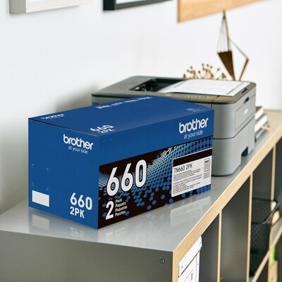 Brother TN660 Black Toner Cartridge, High Yield, 2/Pack (TN6602PK)