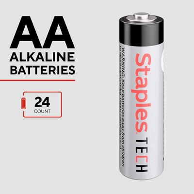Staples TECH AA Alkaline Battery, 24 Pack (ST63253-CC/US)