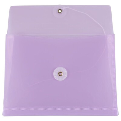 JAM Paper Premium Plastic Filing Envelope with Button & String Closure, 5 1/2 x 7 1/2, Lilac Purple, 3/Pack (920B1lilacx3)