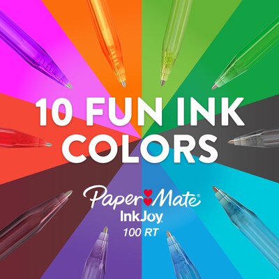Paper Mate InkJoy 100RT Retractable Ballpoint Pen, Medium Point, Black Ink, Dozen (1803472)