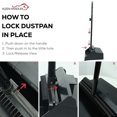 BISON LIFE Heavy Duty 48.5" Adjustable Lobby Dustpan and Broom Set, Black (BPES-DPBK-12A)
