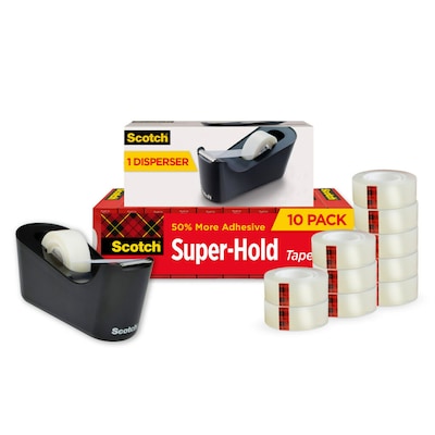 Scotch Super-Hold Transparent Clear Tape Refill, 0.75 x 27.77 yds., 1 Core, Clear, 10 Rolls/Pack (