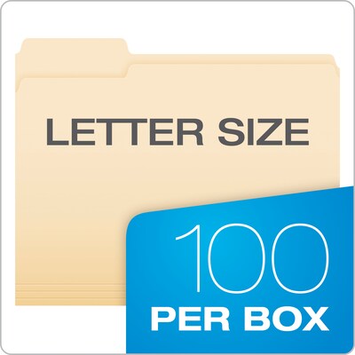 Pendaflex File Folder, 1-Tab, Left Position, Letter Size, Manila, 100/Box (R752 1/3-1)