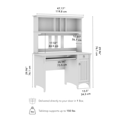 Bush Furniture Salinas 48"W Small Computer Desk with Hutch, Shiplap Gray/Pure White (MY72808-03)