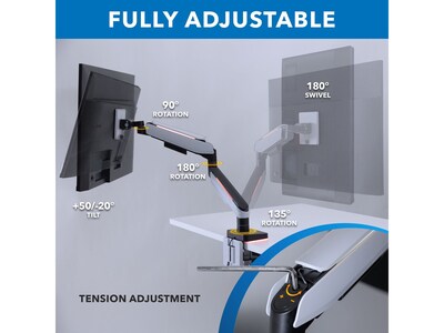 Mount-It! Adjustable Monitor Arm, Up to 49" Monitor, Grayish White/Matte Black (MI-4881)