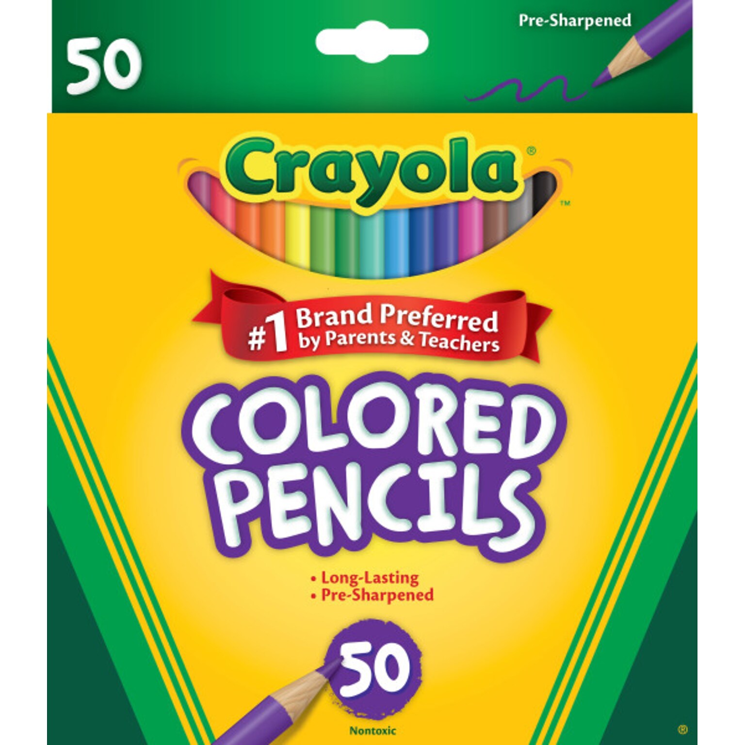 Crayola Kids Colored Pencils, Assorted Colors, 50/Box (68-4050)