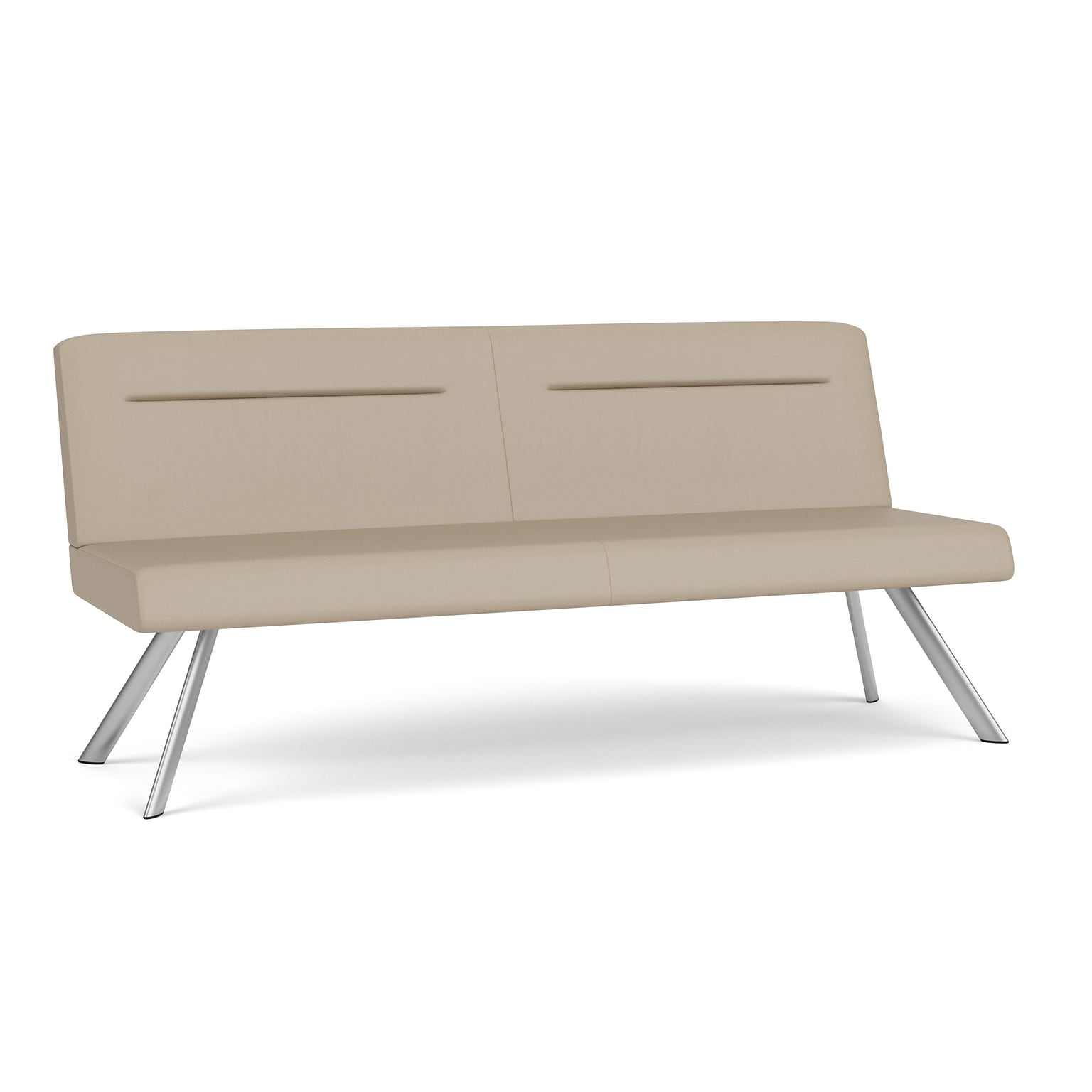 Mystic Lounge Lounge Reception Armless Sofa, Silver Steel Frame (WL1602.SSV-02PPCN.03PPCN)