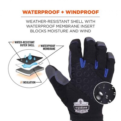 ProFlex 817WP Reinforced Thermal Waterproof Utility Gloves, Black, Large (17374)