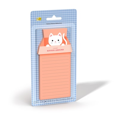 Post-it Cute Cat List Sticky Notes, 2.9 x 5.7, 50 Sheets/Pad (PET-DC-4)