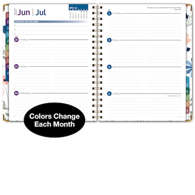 2027 Excello Brands 9" x 11" Weekly & Monthly Standard Planner, Paperboard Cover, Colorful Botanicals (FSHN-CY27-8511-30)