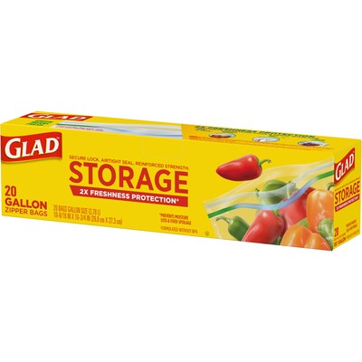Glad Zipper Food Storage Bags, 20 Bags/Box (55050)