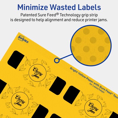 Avery Cigar Laser/Inkjet Multipurpose Labels, 1.5" x 3.5", Bright Yellow (200/Pack)