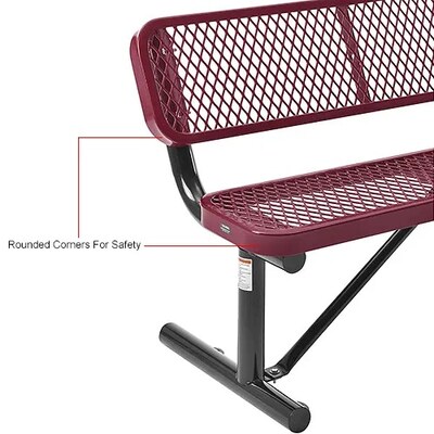 Global Industrial 4' Outdoor Steel Bench w/ Backrest, Expanded Metal, Red (695743RD)