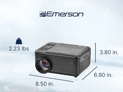 Emerson Home Theater Portable LCD Projector with Built-In TV Tuner & DVD Player and Projector Screen, Black (EVP-2504)