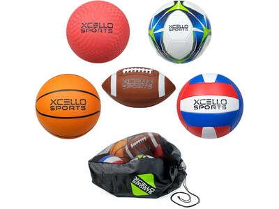 Xcello Sports Multisport 5-Ball Assortment Set, Assorted Colors (XS-Multi-Sport-5Ball-Asst)