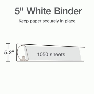 Cardinal XtraLife ClearVue Heavy Duty 5" 3-Ring View Binders, D-Ring, White (26350)