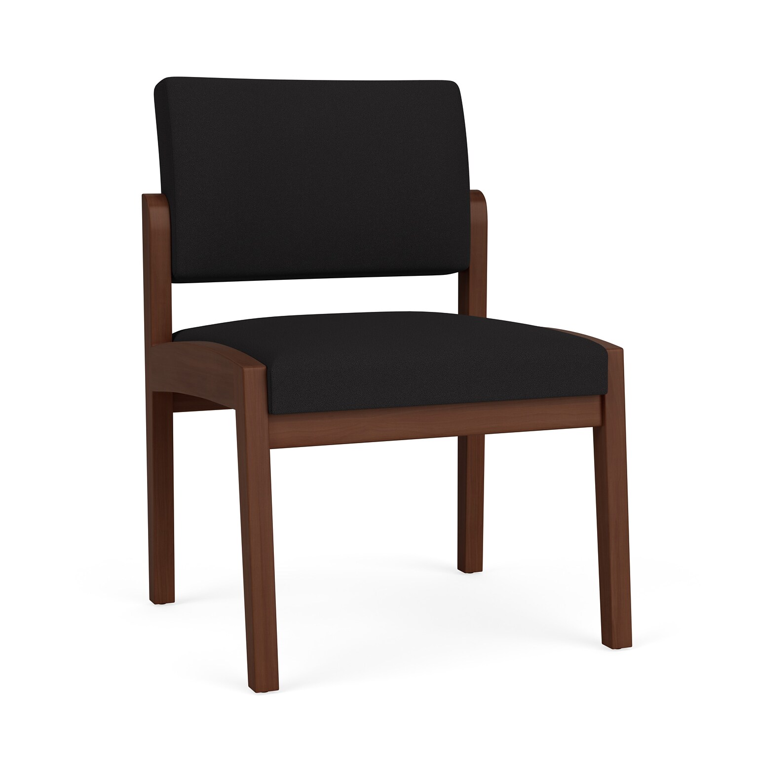 Lesro Lenox Wood Fabric Guest Chair, Armless, Open House Black/Walnut (LW1102.WWL-01OHBK)