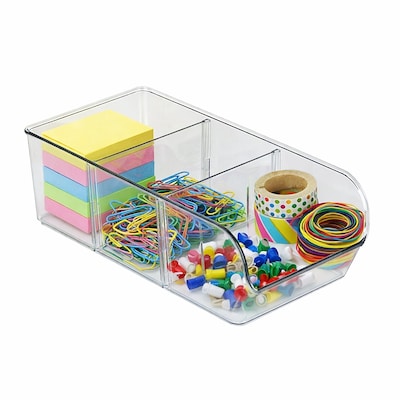 Azar Small Stackable Plastic Storage Bin, Clear, 4/Pack (556750-4PK)