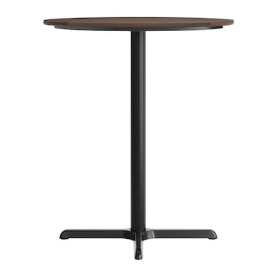 Flash Furniture Acadia 36" Round Wooden Dining Table with X-Base, Dark Brown/Black Base (STRD36WBRT3030B)