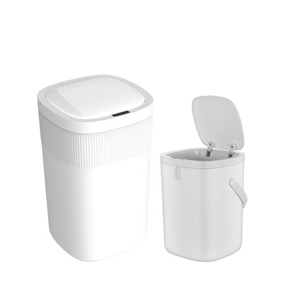 Nine Stars Plastic Motion Sensor Trash Cans, White, 2/Pack (CB50-36/12-36WH)