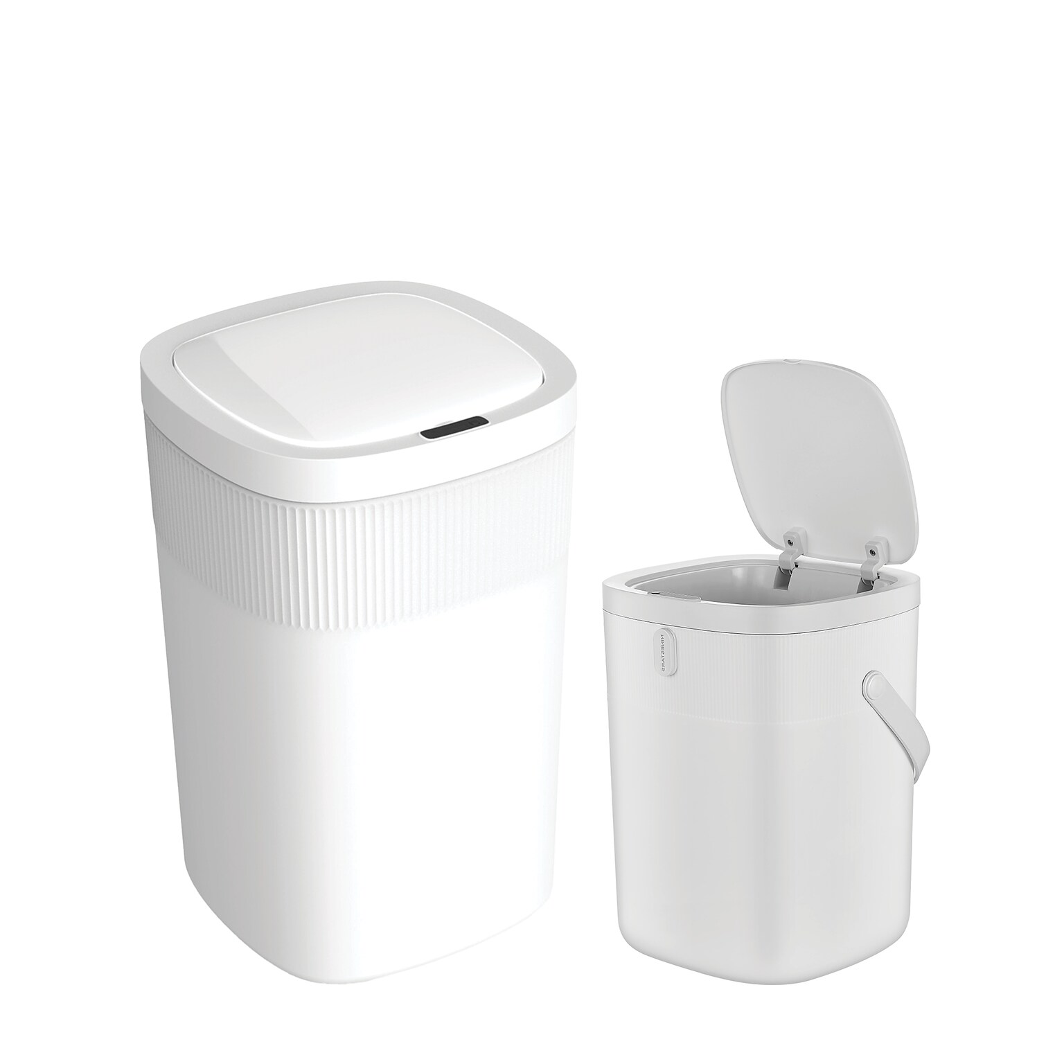 Nine Stars Plastic Motion Sensor Trash Cans, White, 2/Pack (CB50-36/12-36WH)