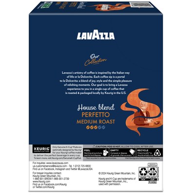 Lavazza Perfetto Coffee Keurig® K-Cup® Pods, Medium Roast, 22/Box (5000382580)