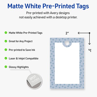 Avery  3 Blank Price & Merchandise Tags, White, 80/Carton (S00-F8R-PRMWT10)