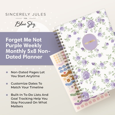 2027 Blue Sky Sincerely Jules 5" x 8" Weekly & Monthly Planner, Purple/White (164244)