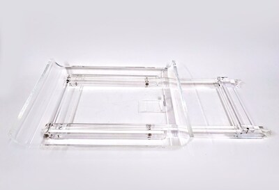 Designstyles Luxurious Acrylic Foldable Tray Side Table, Curved Top, Clear (DST-AFTST)
