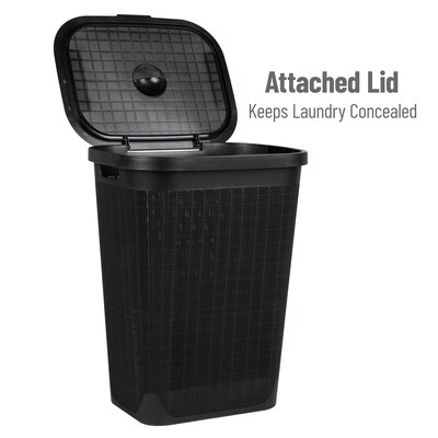 Mind Reader 15.85-Gallon Hamper with Lid, Plastic, Black (60FABHAMP-BLK)