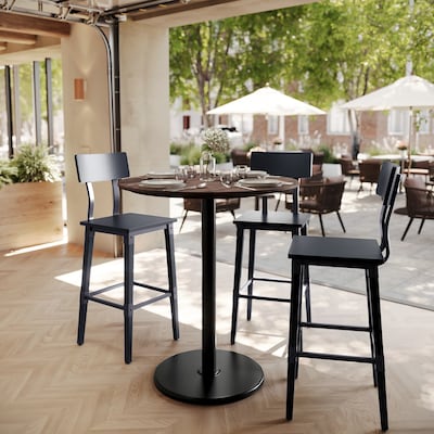 Flash Furniture Acadia 36 Round Wooden Dining Table, Dark Brown/Black Base (STRD36WBRTR24B)